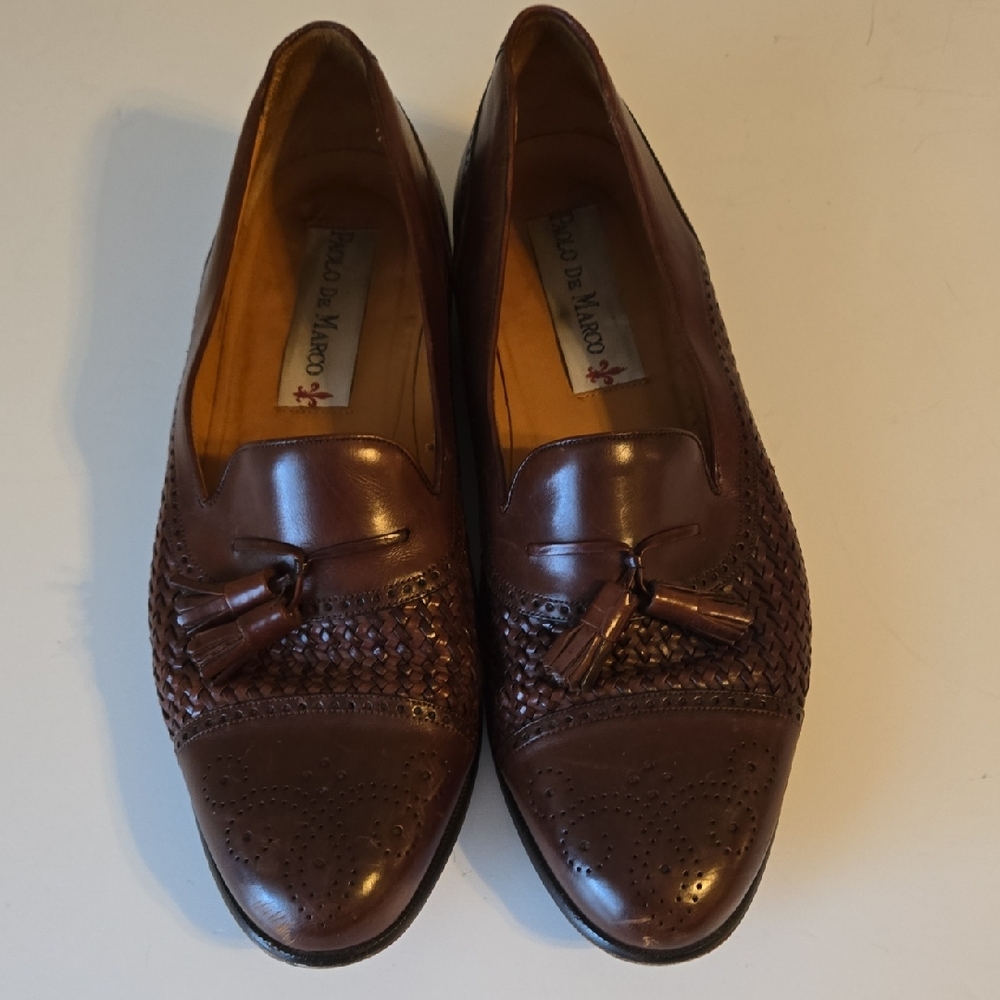 Paolo De Marco Brown Leather Loafers with Tassels 11.5 M